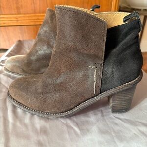 Anthropologie Brown and Black Suede Ankle Boots
